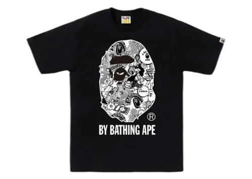 BAPE Comic Art Ape Head Tee Black