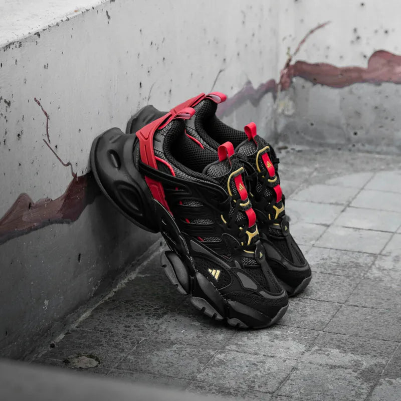 adidas XLG Runner Deluxe Black Gold Metallic Red