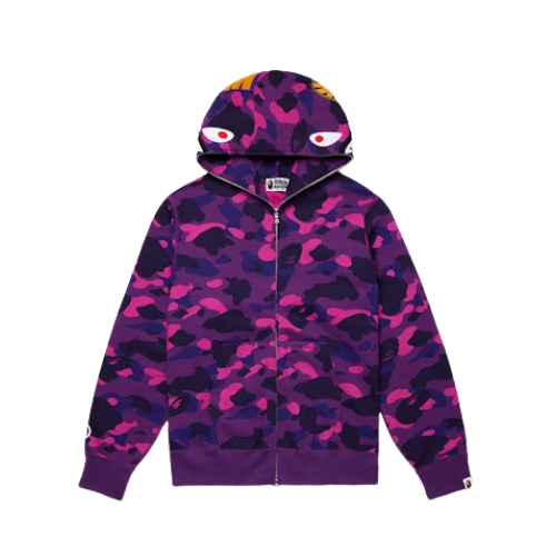 BAPE Color Camo Shark Full Zip Hoodie Purple