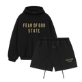 Fear of God Essentials FW24 Black Yellow Hoodie + Black Yellow Korte Broek
