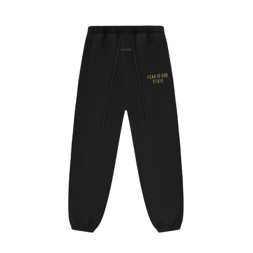 Fear of God Essentials FW24 Black Yellow State Lange Broek