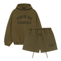 Fear of God Essentials FW24 Olive Hoodie + Olive Korte Broek