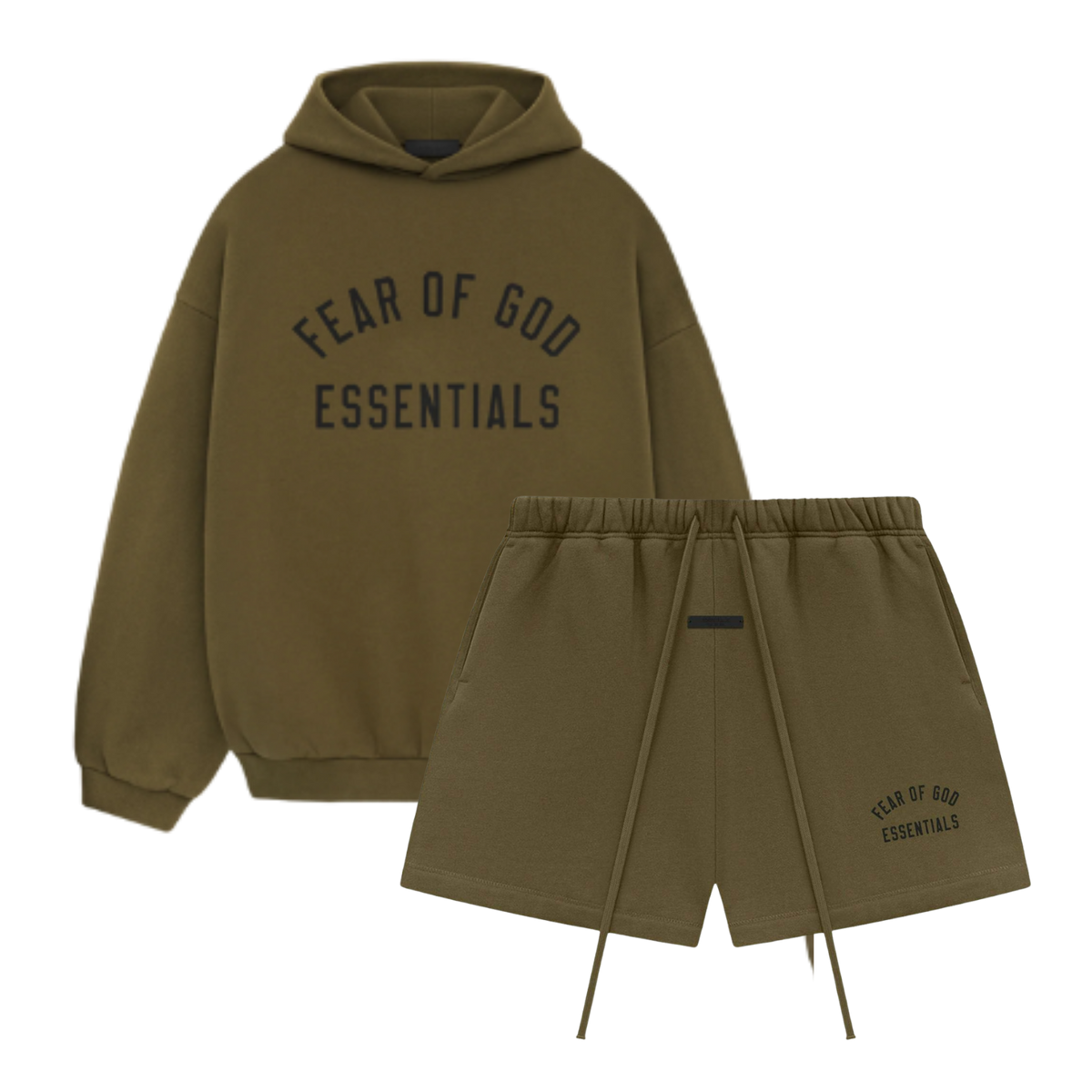 Fear of God Essentials FW24 Olive Hoodie + Olive Korte Broek