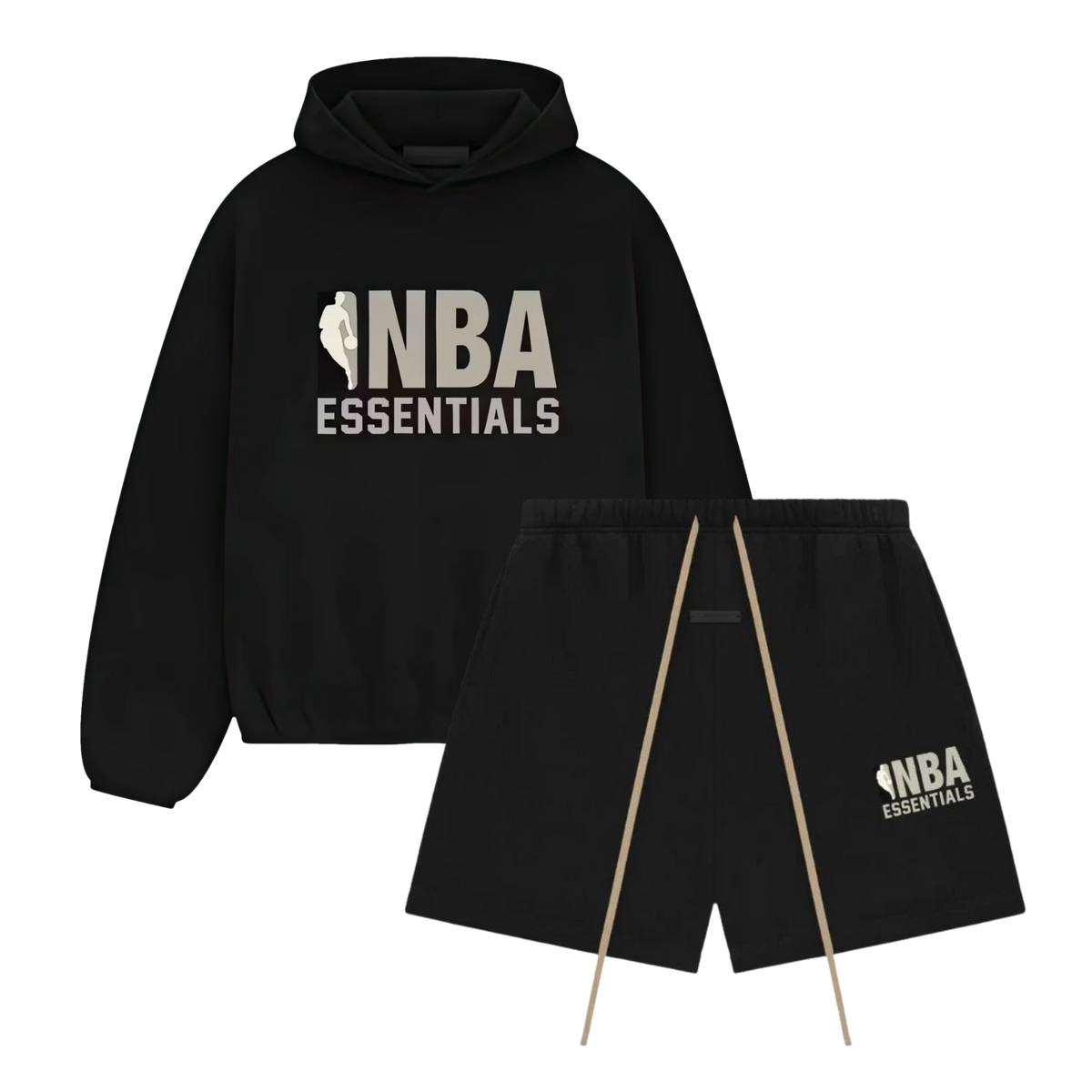 Fear of God Essentials NBA Black Grey Hoodie + NBA Black Grey Korte Broek