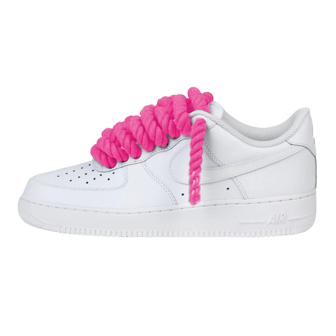 Nike Air Force 1 Low Rope Laces Neon Pink Custom
