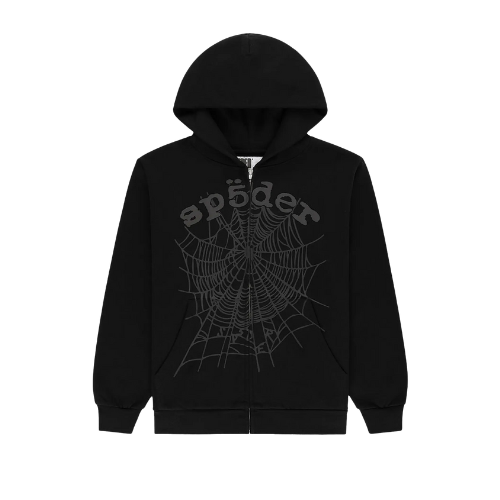 Sp5der OG Web V2 Phantom Zip Up Hoodie Black