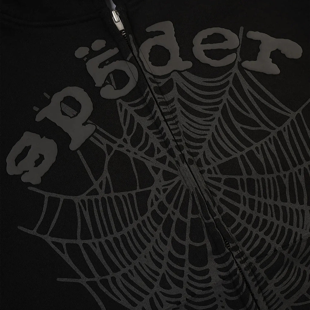 Sp5der OG Web V2 Phantom Zip Up Hoodie Black
