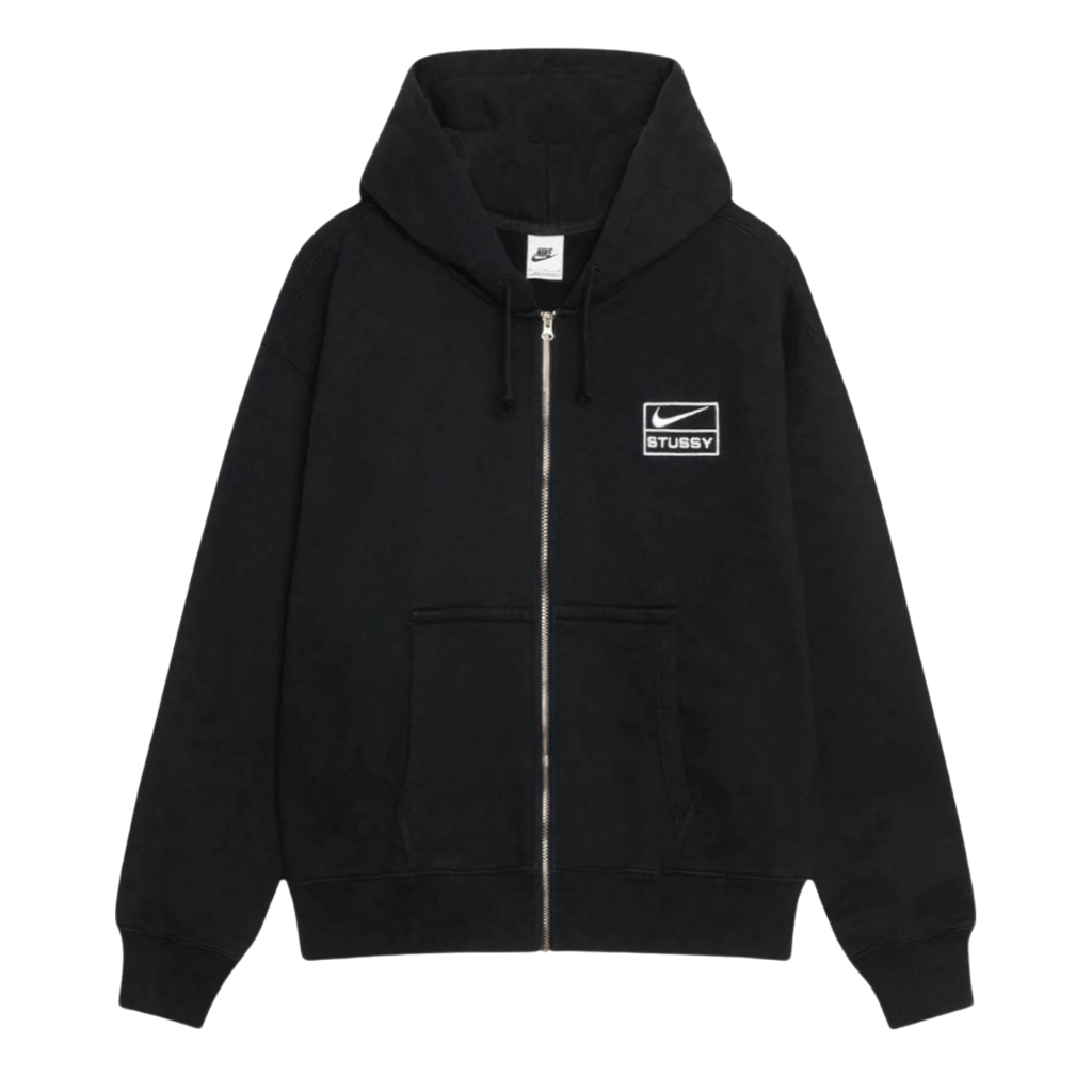 Stussy x Nike Stone Washed Fleece Zip Hoodie (FW25) Black