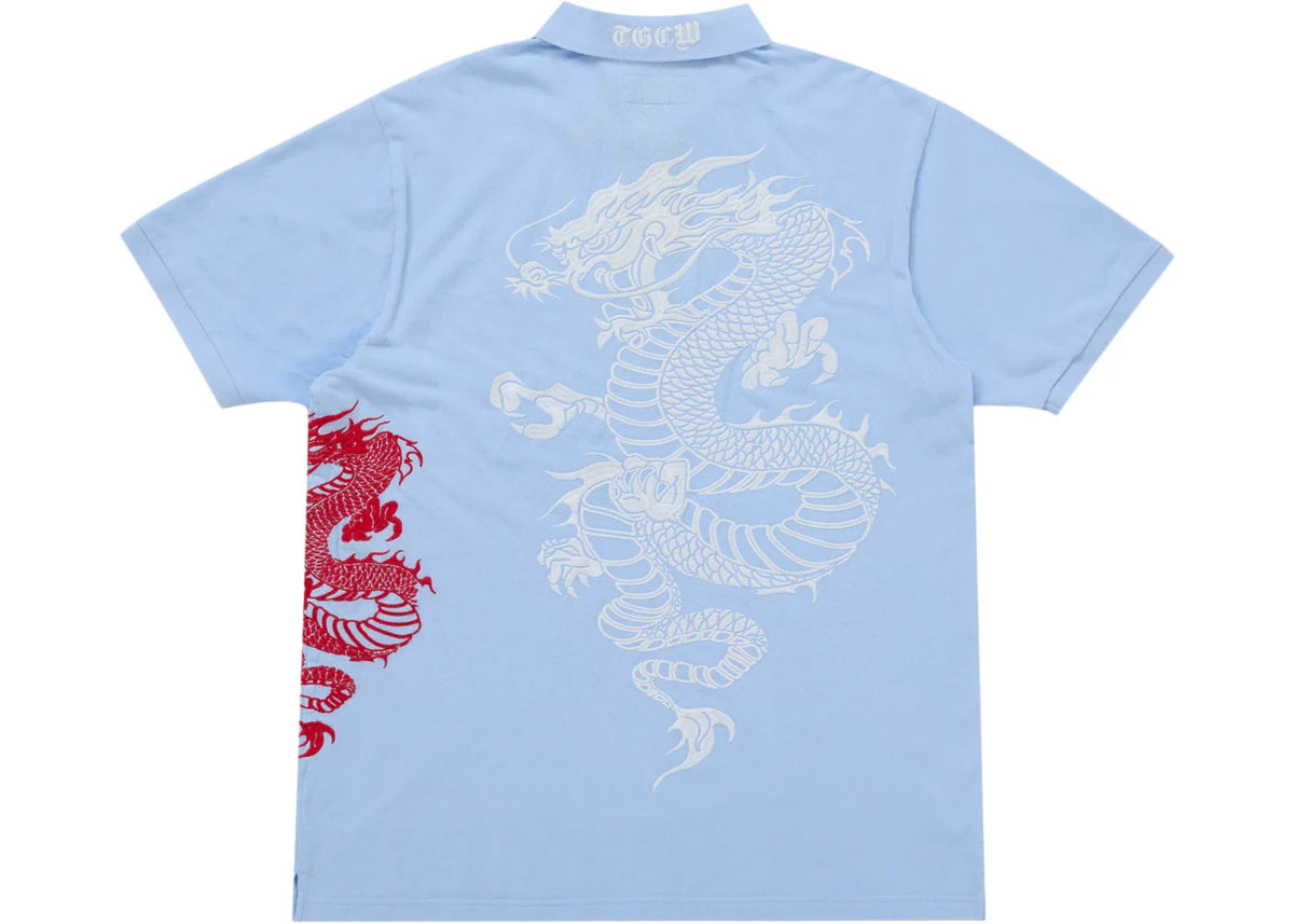 Supreme The Great China Wall Dragon Polo Light Blue