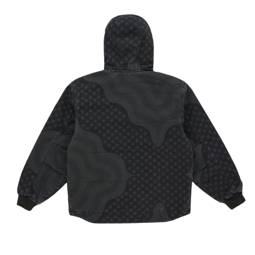Supreme Flag Quilted Hooded Work Jacket Black