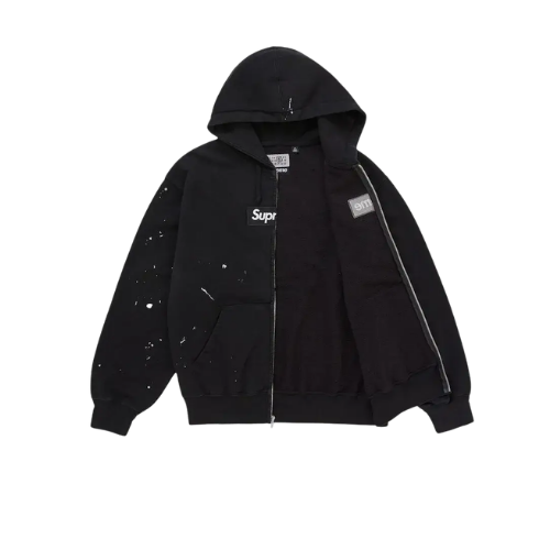 Supreme MM6 Maison Margiela Box Logo Zip Up Hooded Sweatshirt Black