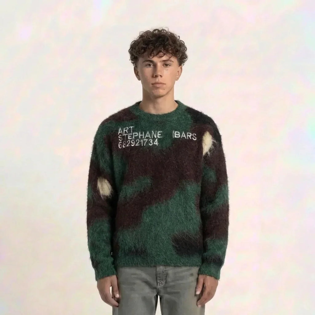 Camo Knit Number Sweater