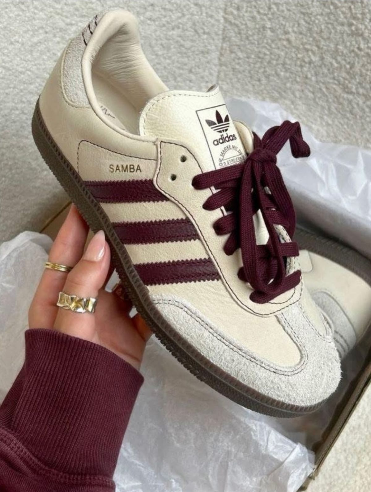Adidas Samba OG Wonder White Maroon