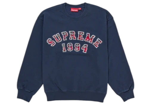 Supreme Plaid Arc Crewneck Navy