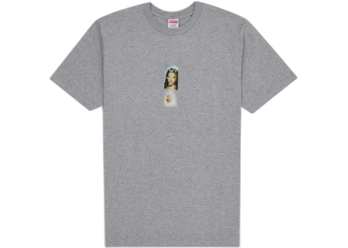 Supreme Prayer Card Box Logo Tee Heather Grey